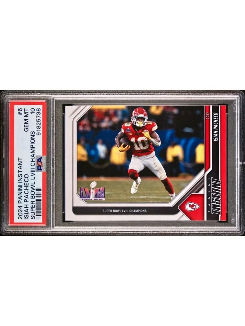 Isiah Pacheco 2023 Panini NFL Superbowl Champions #6 Card PSA 10 Gem Mint